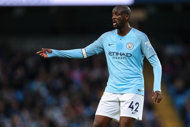 MANCHESTER, ENGLAND - MAY 09: Yaya Toure of Manchester City during the Premier League match between Manchester City and Brighton and Hove Albion at Etihad Stadium on May 9, 2018 in Manchester, England. (Photo by Robbie Jay Barratt - AMA/Getty Images)