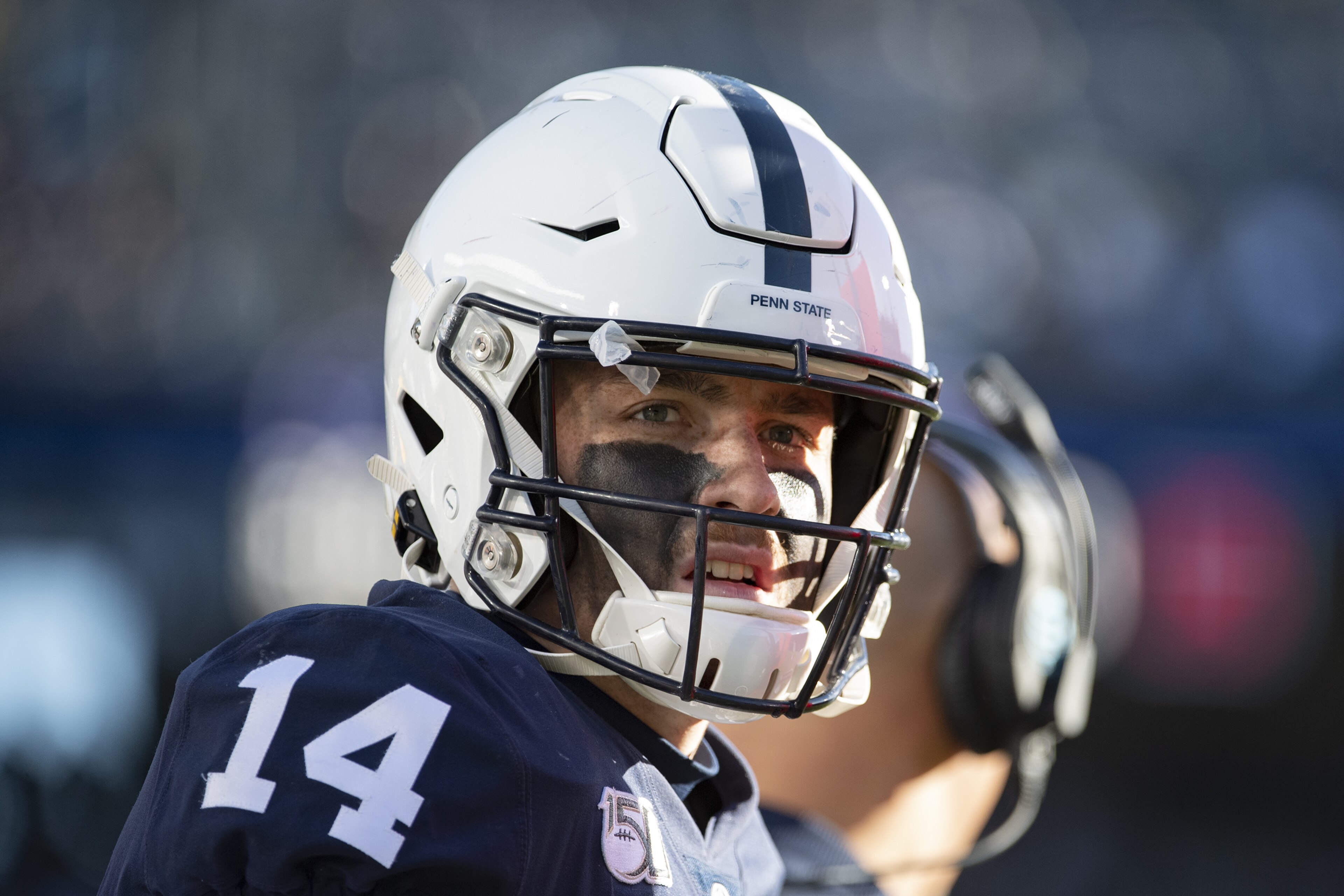 Penn State quarterback Sean Clifford (14) looks at the scoreboard while playing Indiana in the second half of an NCAA college football game in State College, Pa., on Saturday, Nov.16, 2019. Penn State defeated 34-27. (AP Photo/Barry Reeger) Penn State quarterback Sean Clifford (14) looks at the scoreboard while playing Indiana in the second half of an NCAA college football game in State College, Pa., on Saturday, Nov.16, 2019. Penn State defeated 34-27. (AP Photo/Barry Reeger)