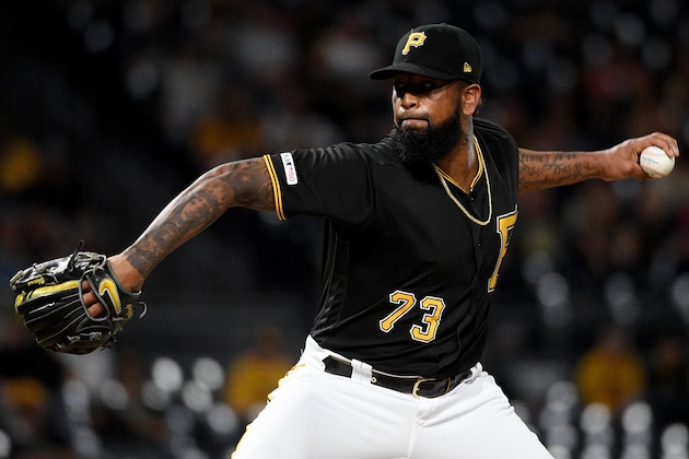 PITTSBURGH, PA - SEPTEMBER 06: Felipe Vazquez #73 of the Pittsburgh Pirates delivers a pitch in the ninth inning during the game against the St. Louis Cardinals at PNC Park on September 6, 2019 in Pittsburgh, Pennsylvania. (Photo by Justin Berl/Getty Images)
