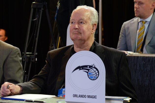 NEW YORK, NEW YORK - MAY 16:  Pat Williams of the Orlando Magic looks on while inside the lottery room during the 2017 NBA Draft Lottery at the New York Hilton in New York, New York. NOTE TO USER: User expressly acknowledges and agrees that, by downloading and or using this Photograph, user is consenting to the terms and conditions of the Getty Images License Agreement.  Mandatory Copyright Notice: Copyright 2017 NBAE (Photo by Jennifer Pottheiser/NBAE via Getty Images)