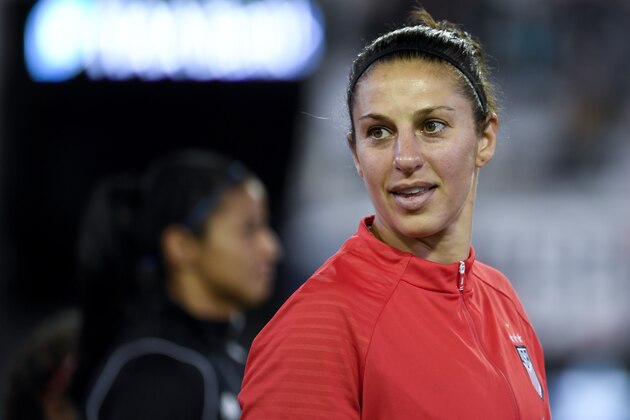 JACKSONVILLE, FLORIDA - NOVEMBER 10: Carli Lloyd #10 of the U.S. woman's national soccer team walks on the field prior to the game against the Costa Rica woman's national soccer team at TIAA Bank Field on November 10,2019 in Jacksonville, Florida. (Photo by Douglas P. DeFelice/Getty Images)