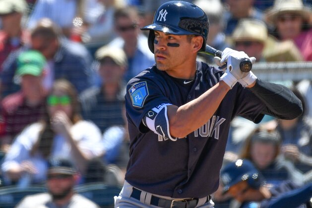 FORT MYERS, FL - MARCH 22: Jacoby Ellsbury #22 of the New York Yankees in action during the spring training game between the Minnesota Twins and the New York Yankees at Hammond Stadium on March 22, 2018 in Fort Myers, Florida. (Photo by B51/Mark Brown/Getty Images) *** Local Caption *** Jacoby Ellsbury