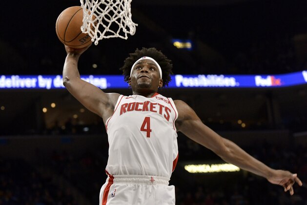 Houston Rockets forward Danuel House Jr. (4) dunks in the first half of an NBA basketball game against the Memphis Grizzlies, Monday, Nov. 4, 2019, in Memphis, Tenn. (AP Photo/Brandon Dill) Houston Rockets forward Danuel House Jr. (4) dunks in the first half of an NBA basketball game against the Memphis Grizzlies, Monday, Nov. 4, 2019, in Memphis, Tenn. (AP Photo/Brandon Dill)