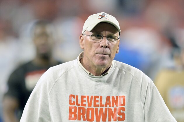 Cleveland Browns general manager John Dorsey walks on the field after an NFL preseason football game between the Detroit Lions the Cleveland Browns, Thursday, Aug. 29, 2019, in Cleveland. (AP Photo/David Richard)