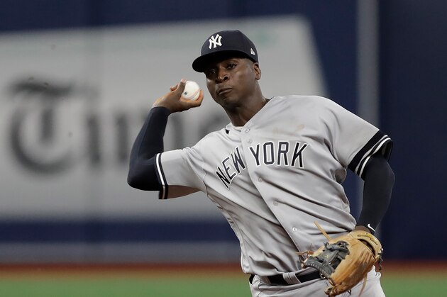 New York Yankees shortstop Didi Gregorius during a baseball game against the Tampa Bay Rays Wednesday, Sept. 25, 2019, in St. Petersburg, Fla. (AP Photo/Chris O'Meara)
