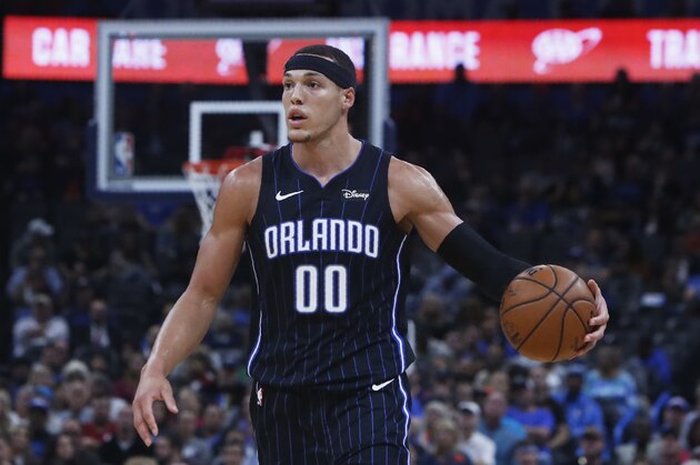 Orlando Magic forward Aaron Gordon (00) during an NBA basketball game against the Oklahoma City Thunder in Oklahoma City, Tuesday, Nov. 5, 2019. (AP Photo/Sue Ogrocki)
