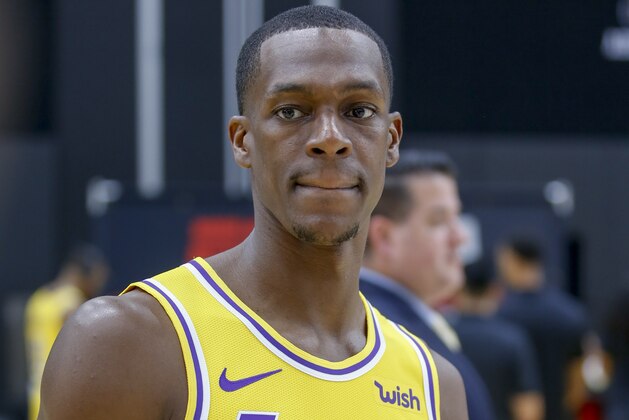 Los Angeles Lakers guard Rajon Rondo attends the NBA basketball team's media day in El Segundo, Calif., Friday, Sept. 27, 2019. (AP Photo/Ringo H.W. Chiu)
