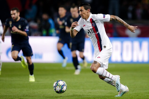 PARIS, FRANCE - SEPTEMBER 18: Angel Di Maria of Paris Saint Germain during the UEFA Champions League  match between Paris Saint Germain v Real Madrid at the Parc des Princes on September 18, 2019 in Paris France (Photo by Erwin Spek/Soccrates/Getty Images)