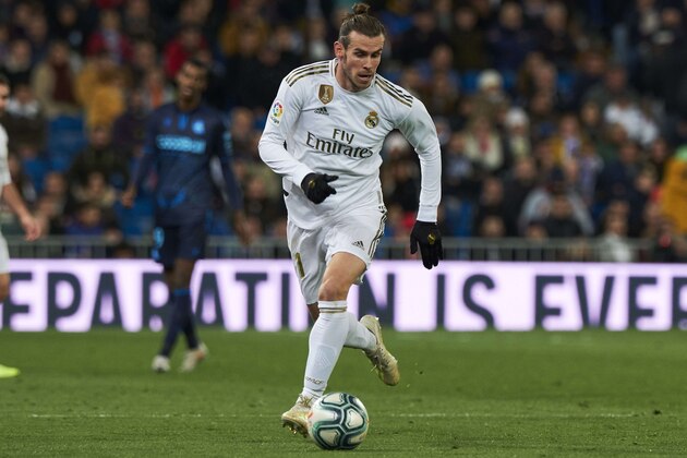 MADRID, SPAIN - NOVEMBER 23: Forward Gareth Bale of Real Madrid CF in action during the Liga match between Real Madrid CF and Real Sociedad at Estadio Santiago Bernabeu on November 23, 2019 in Madrid, Spain. (Photo by Xaume Olleros/Getty Images)