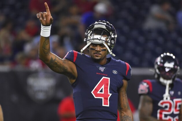 Houston Texans quarterback Deshaun Watson (4) during the first half of an NFL football game against the Indianapolis Colts Thursday, Nov. 21, 2019, in Houston. (AP Photo/Eric Christian Smith)