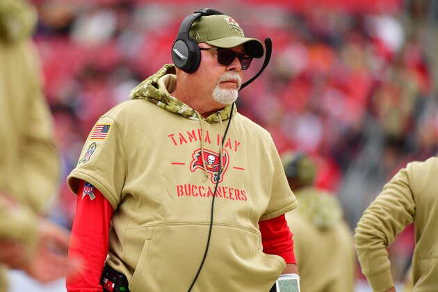 TAMPA, FLORIDA - NOVEMBER 17: head coach Bruce Arians of the Tampa Bay Buccaneers looks on from the sideline during the second quarter of a football game against the New Orleans Saints at Raymond James Stadium on November 17, 2019 in Tampa, Florida. (Photo by Julio Aguilar/Getty Images) TAMPA, FLORIDA - NOVEMBER 17: head coach Bruce Arians of the Tampa Bay Buccaneers looks on from the sideline during the second quarter of a football game against the New Orleans Saints at Raymond James Stadium on November 17, 2019 in Tampa, Florida. (Photo by Julio Aguilar/Getty Images)