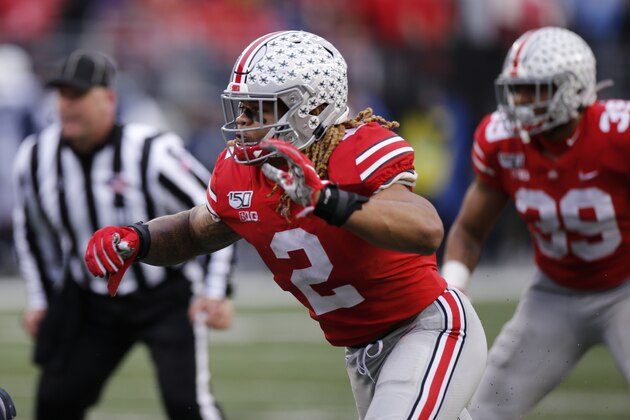 Ohio State defensive end Chase Young plays against Penn State during an NCAA college football game Saturday, Nov. 23, 2019, in Columbus, Ohio. (AP Photo/Jay LaPrete)