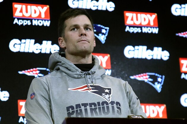 New England Patriots quarterback Tom Brady speaks to the media following an NFL football game against the Dallas Cowboys, Sunday, Nov. 24, 2019, in Foxborough, Mass. (AP Photo/Elise Amendola)