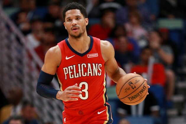 NEW ORLEANS, LOUISIANA - NOVEMBER 11: Josh Hart #3 of the New Orleans Pelicans dribbles the ball down court during a NBA game against the Houston Rockets at the Smoothie King Center on November 11, 2019 in New Orleans, Louisiana. NOTE TO USER: User expressly acknowledges and agrees that, by downloading and or using this photograph, User is consenting to the terms and conditions of the Getty Images License Agreement. (Photo by Sean Gardner/Getty Images)
