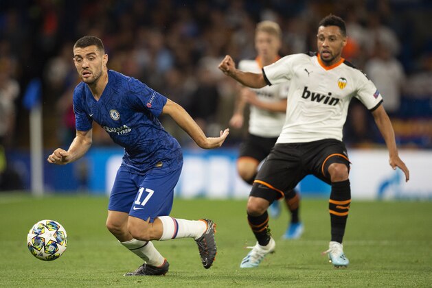 LONDON, ENGLAND - SEPTEMBER 17:  LONDON, ENGLAND - SEPTEMBER 17:  Mateo Kovacic of Chelsea and Francis Coquelin of Valencia  during the UEFA Champions League group H match between Chelsea FC and Valencia CF at Stamford Bridge on September 17, 2019 in London, United Kingdom. (Photo by Visionhaus)