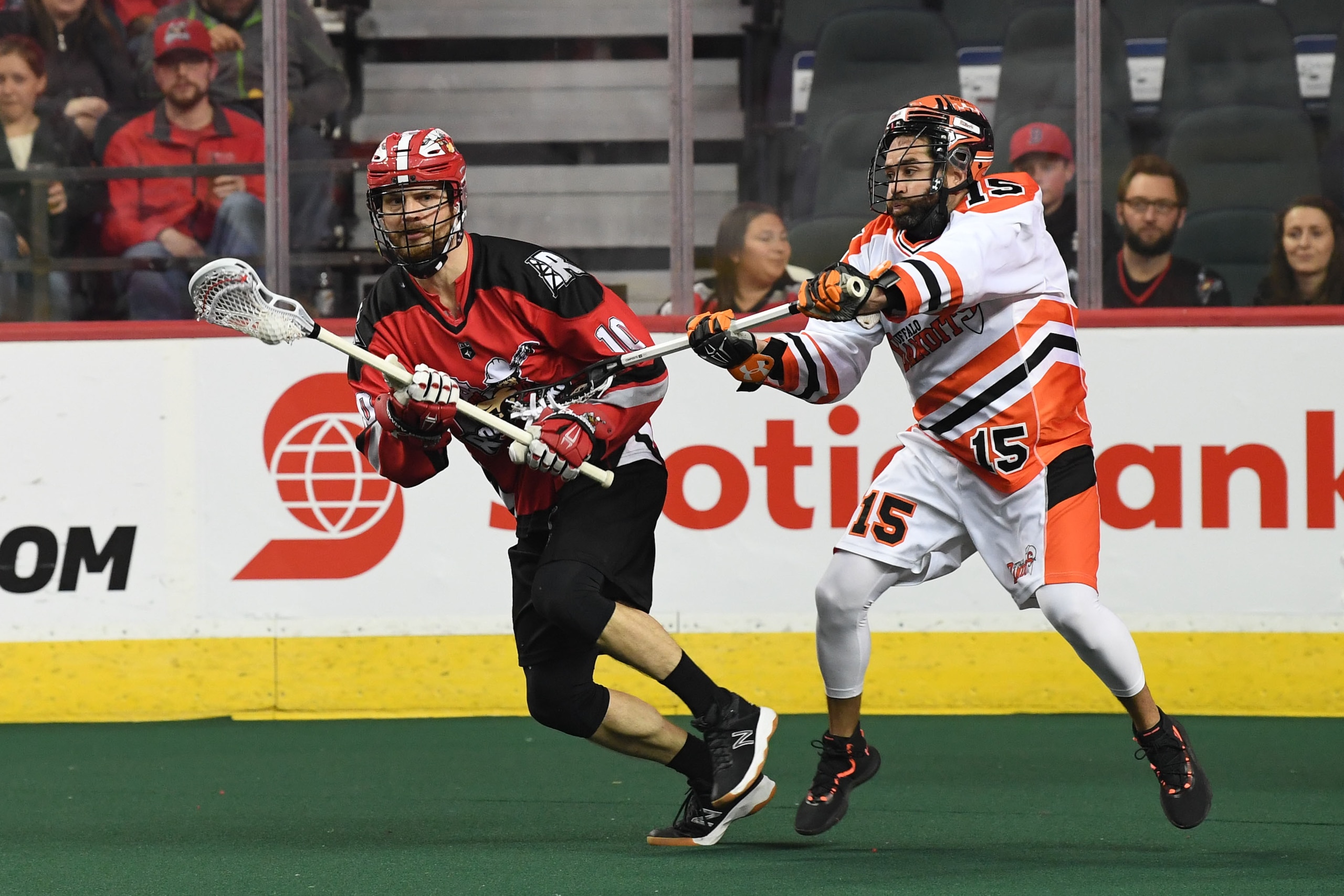 The Calgary Roughnecks and Buffalo Bandits reached the NLL Finals last season, with Calgary winning its third league championship. The Calgary Roughnecks and Buffalo Bandits reached the NLL Finals last season, with Calgary winning its third league championship.