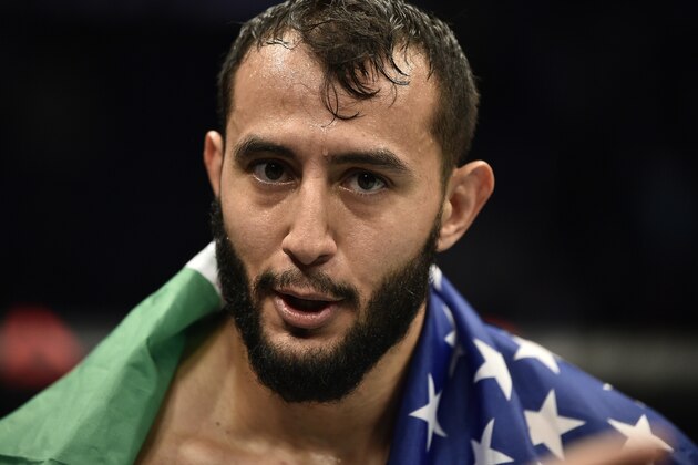 BOSTON, MASSACHUSETTS - OCTOBER 18:  Dominick Reyes celebrates after his TKO victory over Chris Weidman in their light heavyweight bout during the UFC Fight Night event at TD Garden on October 18, 2019 in Boston, Massachusetts. (Photo by Chris Unger/Zuffa LLC via Getty Images)
