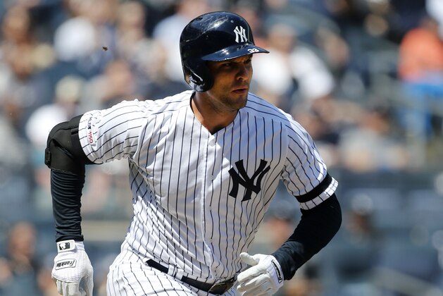 NEW YORK, NEW YORK - APRIL 13:  (NEW YORK DAILIES OUT)   Greg Bird #33 of the New York Yankees in action against the Chicago White Sox at Yankee Stadium on April 13, 2019 in New York City.  The Yankees defeated the White Sox 4-0. (Photo by Jim McIsaac/Getty Images)