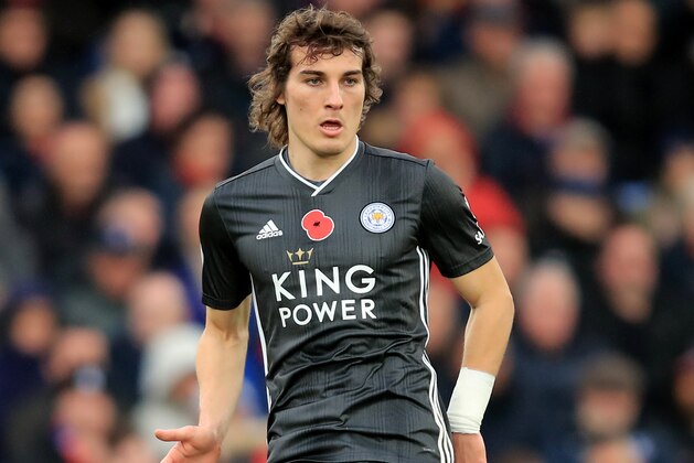 LONDON, ENGLAND - NOVEMBER 03: Caglar Soyuncu of Leicester City	during the Premier League match between Crystal Palace and Leicester City at Selhurst Park on November 3, 2019 in London, United Kingdom. (Photo by Marc Atkins/Getty Images)