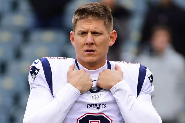 PHILADELPHIA, PA - NOVEMBER 17: Nick Folk #2 of the New England Patriots walks on the field before the game at Lincoln Financial Field on November 17, 2019 in Philadelphia, Pennsylvania. The Patriots defeated the Eagles 17-10. (Photo by Corey Perrine/Getty Images)