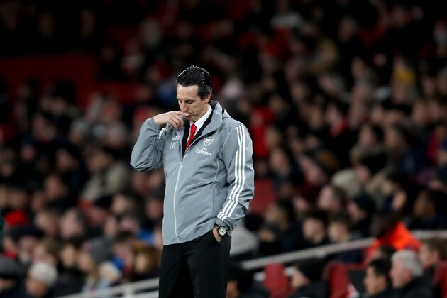 LONDON, ENGLAND - NOVEMBER 28: Unai Emery manager of Arsenal during the UEFA Europa League group F match between Arsenal FC and Eintracht Frankfurt at Emirates Stadium on November 28, 2019 in London, United Kingdom. (Photo by Marc Atkins/Getty Images)