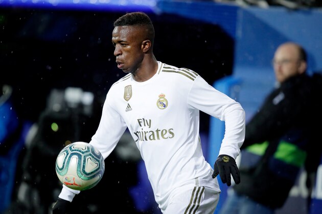 EIBAR, SPAIN - NOVEMBER 9: Vinicius Jr. of Real Madrid  during the La Liga Santander  match between Eibar v Real Madrid at the Estadio Municipal de Ipurua on November 9, 2019 in Eibar Spain (Photo by David S. Bustamante/Soccrates/Getty Images)