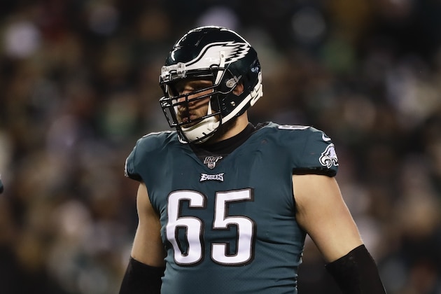 Philadelphia Eagles' Lane Johnson in action during an NFL football game against the New England Patriots, Sunday, Nov. 17, 2019, in Philadelphia.(AP Photo/Matt Rourke)