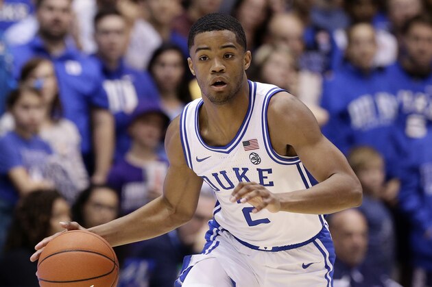 Duke guard Cassius Stanley (2) dribbbles during the second half of an NCAA college basketball game against Stephen F. Austin in Durham, N.C., Tuesday, Nov. 26, 2019. (AP Photo/Gerry Broome)