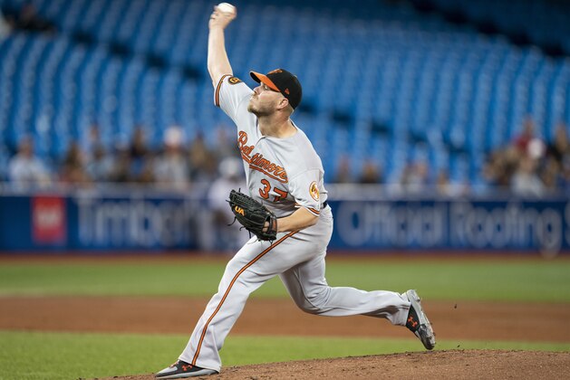 TORONTO, ONTARIO - SEPTEMBER 24: Dylan Bundy #37 of the Baltimore Orioles pitches to the Toronto Blue Jays in the first inning during their MLB game at the Rogers Centre on September 24, 2019 in Toronto, Canada. (Photo by Mark Blinch/Getty Images)