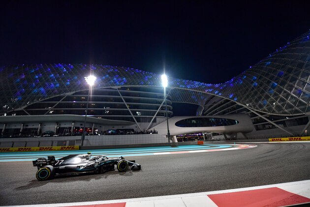 Mercedes' Finnish driver Valtteri Bottas steers his car at the Yas Marina Circuit in Abu Dhabi, during the final race of the season, on December 1, 2019. (Photo by Giuseppe CACACE / AFP) (Photo by GIUSEPPE CACACE/AFP via Getty Images)