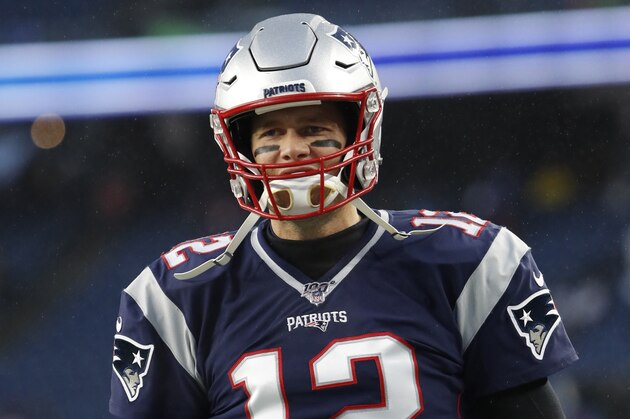 New England Patriots quarterback Tom Brady takes the field before an NFL football game against the Dallas Cowboys at Gillette Stadium, Sunday, Nov. 24, 2019 in Foxborough, Mass. (Winslow Townson/AP Images for Panini)