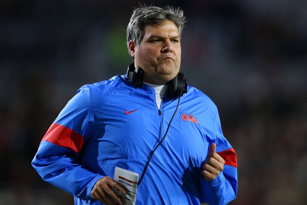 OXFORD, MISSISSIPPI - NOVEMBER 16: Head coach Matt Luke of the Mississippi Rebels  reacts during the second half of a game against the LSU Tigers at Vaught-Hemingway Stadium on November 16, 2019 in Oxford, Mississippi. (Photo by Jonathan Bachman/Getty Images)
