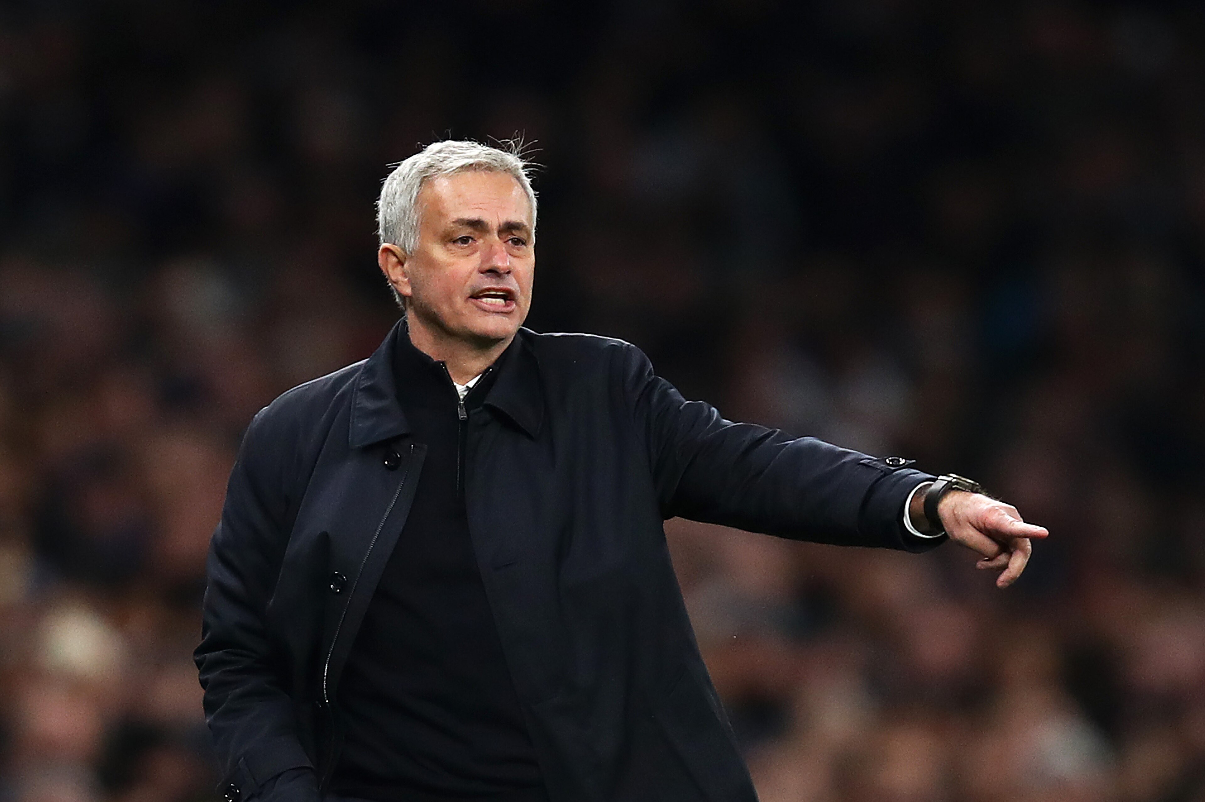 LONDON, ENGLAND - NOVEMBER 30: Jose Mourinho, Spurs manager gives instructions during the Premier League match between Tottenham Hotspur and AFC Bournemouth at Tottenham Hotspur Stadium on November 30, 2019 in London, United Kingdom. (Photo by Julian Finney/Getty Images) LONDON, ENGLAND - NOVEMBER 30: Jose Mourinho, Spurs manager gives instructions during the Premier League match between Tottenham Hotspur and AFC Bournemouth at Tottenham Hotspur Stadium on November 30, 2019 in London, United Kingdom. (Photo by Julian Finney/Getty Images)