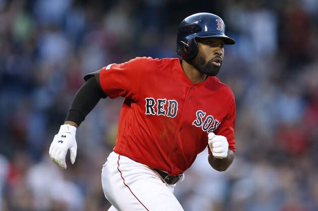 Boston Red Sox's Jackie Bradley Jr. plays against the Baltimore Orioles during the eighth inning of a baseball game in Boston, Sunday, Sept. 29, 2019. (AP Photo/Michael Dwyer)