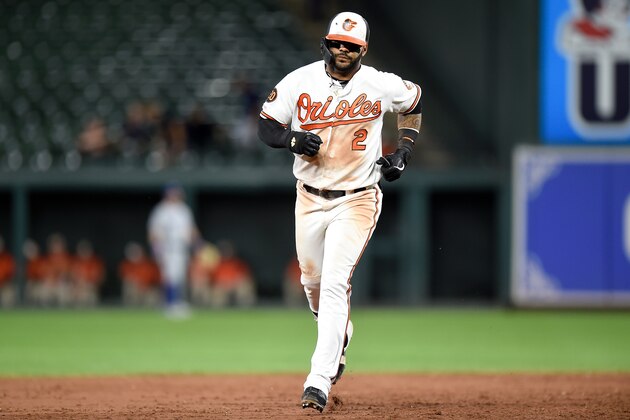 BALTIMORE, MD - SEPTEMBER 17:  Jonathan Villar #2 of the Baltimore Orioles runs the bases against the Toronto Blue Jays at Oriole Park at Camden Yards on September 17, 2019 in Baltimore, Maryland.  (Photo by G Fiume/Getty Images)