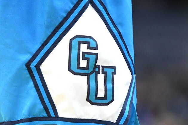 WASHINGTON, DC - NOVEMBER 17:  The Georgetown Hoyas logo on shorts during a basketball game against the Georgia State Panthers at the Capital One Arena on November 17, 2019 in Washington, DC.  (Photo by Mitchell Layton/Getty Images)