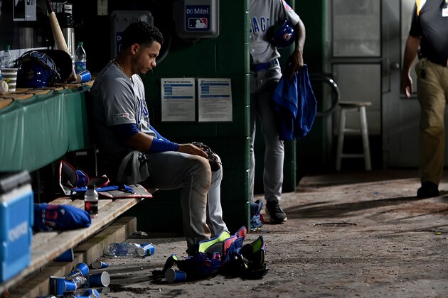 PITTSBURGH, PA - SEPTEMBER 25: Willson Contreras #40 of the Chicago Cubs sits in the dugout after the final out in a 4-2 loss to the Pittsburgh Pirates at PNC Park on September 25, 2019 in Pittsburgh, Pennsylvania. (Photo by Justin Berl/Getty Images) PITTSBURGH, PA - SEPTEMBER 25: Willson Contreras #40 of the Chicago Cubs sits in the dugout after the final out in a 4-2 loss to the Pittsburgh Pirates at PNC Park on September 25, 2019 in Pittsburgh, Pennsylvania. (Photo by Justin Berl/Getty Images)