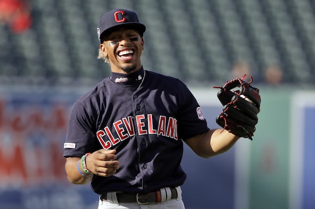 Cleveland Indians' Francisco Lindor during a baseball game against the Los Angeles Angels Wednesday, Sept. 11, 2019, in Anaheim, Calif. (AP Photo/Marcio Jose Sanchez)