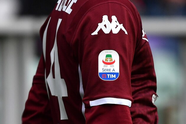 TURIN, ITALY - NOVEMBER 10:  A detail of the Serie A logo during the Serie A match between Torino FC and Parma Calcio at Stadio Olimpico di Torino on November 10, 2018 in Turin, Italy.  (Photo by Valerio Pennicino/Getty Images)