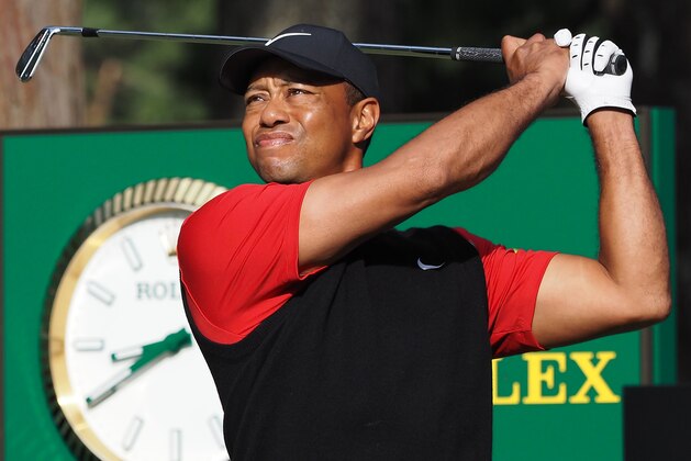 Tiger Woods of the US tees off at the 16th hole during the final round of the PGA ZOZO Championship golf tournament at the Narashino Country Club in Inzai, Chiba prefecture on October 28, 2019. (Photo by TOSHIFUMI KITAMURA / AFP) (Photo by TOSHIFUMI KITAMURA/AFP via Getty Images)