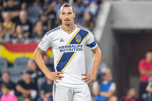 LOS ANGELES, CA - OCTOBER 24: Zlatan Ibrahimovic #9 of Los Angeles Galaxy during the MLS Western Conference Semi-final between Los Angeles FC and Los Angeles Galaxy at the Banc of California Stadium on October 24, 2019 in Los Angeles, California. Los Angeles FC won the match 5-3 (Photo by Shaun Clark/Getty Images)