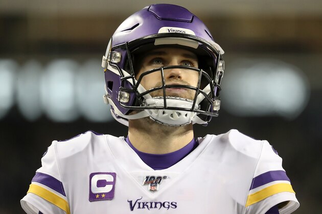 SEATTLE, WASHINGTON - DECEMBER 02:  Quarterback Kirk Cousins #8 of the Minnesota Vikings looks on during the game against the Seattle Seahawks at CenturyLink Field on December 02, 2019 in Seattle, Washington. (Photo by Abbie Parr/Getty Images)