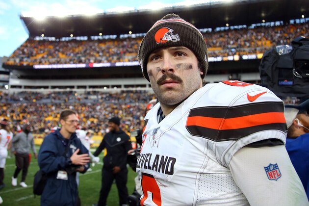 PITTSBURGH, PA - DECEMBER 01: Baker Mayfield #6 of the Cleveland Browns walks off the field after losing to the Pittsburgh Steelers 20-13 on December 1, 2019 at Heinz Field in Pittsburgh, Pennsylvania. (Photo by Justin K. Aller/Getty Images) PITTSBURGH, PA - DECEMBER 01: Baker Mayfield #6 of the Cleveland Browns walks off the field after losing to the Pittsburgh Steelers 20-13 on December 1, 2019 at Heinz Field in Pittsburgh, Pennsylvania. (Photo by Justin K. Aller/Getty Images)