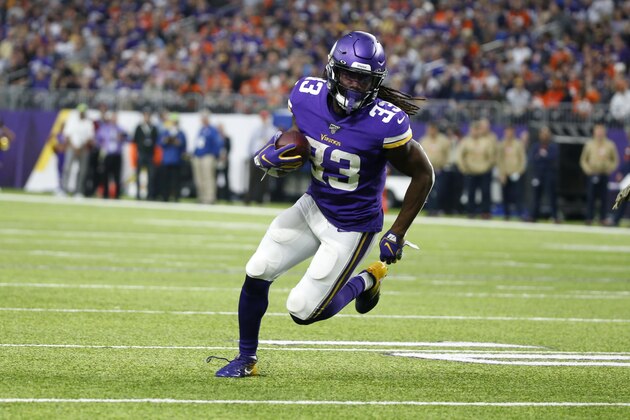 Minnesota Vikings running back Dalvin Cook runs up field during the second half of an NFL football game against the Denver Broncos, Sunday, Nov. 17, 2019, in Minneapolis. (AP Photo/Bruce Kluckhohn)