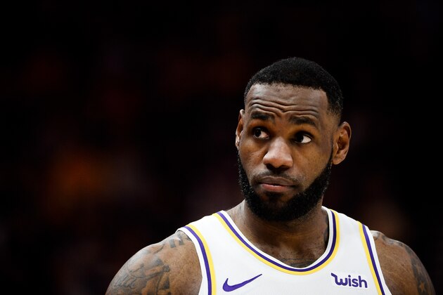 SALT LAKE CITY, UT - DECEMBER 04:  LeBron James #23 of the Los Angeles Lakers looks on during a game against the Utah Jazz at Vivint Smart Home Arena on December 4, 2019 in Salt Lake City, Utah. NOTE TO USER: User expressly acknowledges and agrees that, by downloading and/or using this photograph, user is consenting to the terms and conditions of the Getty Images License Agreement.  (Photo by Alex Goodlett/Getty Images)