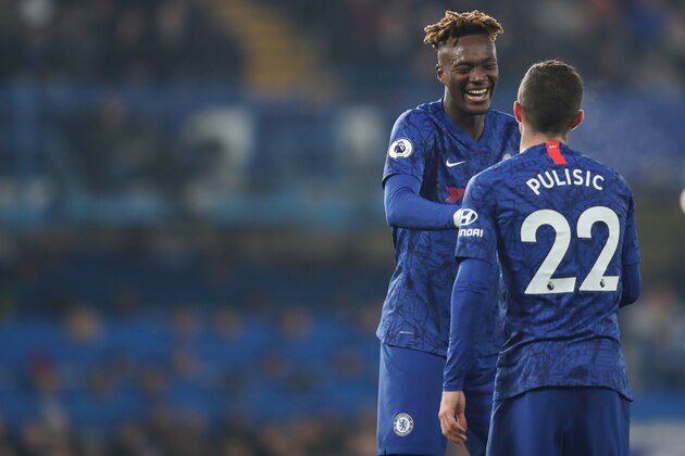 LONDON, ENGLAND - DECEMBER 04: Tammy Abraham and Christian Pulisic of Chelsea during the Premier League match between Chelsea FC and Aston Villa at Stamford Bridge on December 4, 2019 in London, United Kingdom. (Photo by James Williamson - AMA/Getty Images) LONDON, ENGLAND - DECEMBER 04: Tammy Abraham and Christian Pulisic of Chelsea during the Premier League match between Chelsea FC and Aston Villa at Stamford Bridge on December 4, 2019 in London, United Kingdom. (Photo by James Williamson - AMA/Getty Images)