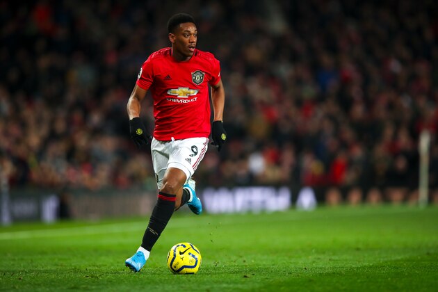 MANCHESTER, ENGLAND - DECEMBER 01: Anthony Martial of Manchester United during the Premier League match between Manchester United and Aston Villa at Old Trafford on December 1, 2019 in Manchester, United Kingdom. (Photo by Robbie Jay Barratt - AMA/Getty Images)