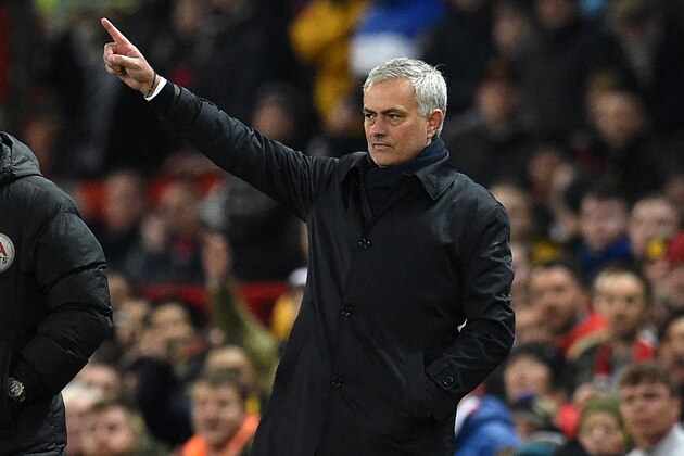 Tottenham Hotspur's Portuguese head coach Jose Mourinho gestures on the touchline during the English Premier League football match between Manchester United and Tottenham Hotspur at Old Trafford in Manchester, north west England, on December 4, 2019. - Man Utd won the game 2-1. (Photo by Oli SCARFF / AFP) / RESTRICTED TO EDITORIAL USE. No use with unauthorized audio, video, data, fixture lists, club/league logos or 'live' services. Online in-match use limited to 120 images. An additional 40 images may be used in extra time. No video emulation. Social media in-match use limited to 120 images. An additional 40 images may be used in extra time. No use in betting publications, games or single club/league/player publications. / (Photo by OLI SCARFF/AFP via Getty Images) Tottenham Hotspur's Portuguese head coach Jose Mourinho gestures on the touchline during the English Premier League football match between Manchester United and Tottenham Hotspur at Old Trafford in Manchester, north west England, on December 4, 2019. - Man Utd won the game 2-1. (Photo by Oli SCARFF / AFP) / RESTRICTED TO EDITORIAL USE. No use with unauthorized audio, video, data, fixture lists, club/league logos or 'live' services. Online in-match use limited to 120 images. An additional 40 images may be used in extra time. No video emulation. Social media in-match use limited to 120 images. An additional 40 images may be used in extra time. No use in betting publications, games or single club/league/player publications. / (Photo by OLI SCARFF/AFP via Getty Images)