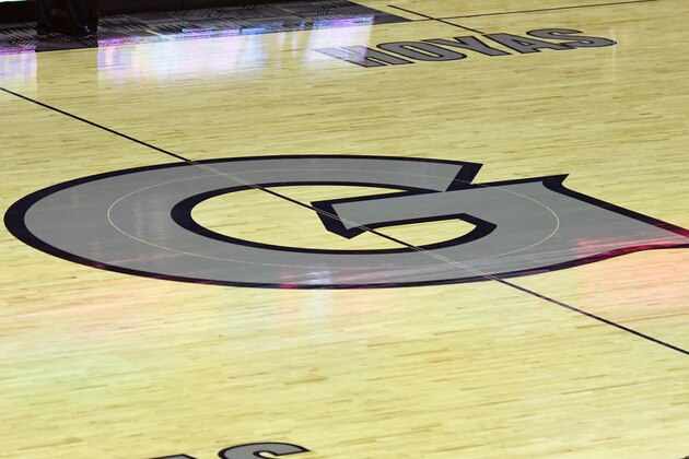 WASHINGTON, DC - JANUARY 15:  The Georgetown Hoyas logo the floor before a college basketball game between the Marquette Golden Eagles and the Georgetown Hoyas at Capital One Arena on January 15, 2019 in Washington, DC.  (Photo by Mitchell Layton/Getty Images) *** Local Caption ***