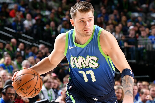 DALLAS, TX - DECEMBER 7: Luka Doncic #77 of the Dallas Mavericks handles the ball against the New Orleans Pelicans on December 07, 2019 at the American Airlines Center in Dallas, Texas. NOTE TO USER: User expressly acknowledges and agrees that, by downloading and or using this photograph, User is consenting to the terms and conditions of the Getty Images License Agreement. Mandatory Copyright Notice: Copyright 2019 NBAE (Photo by Glenn James/NBAE via Getty Images)